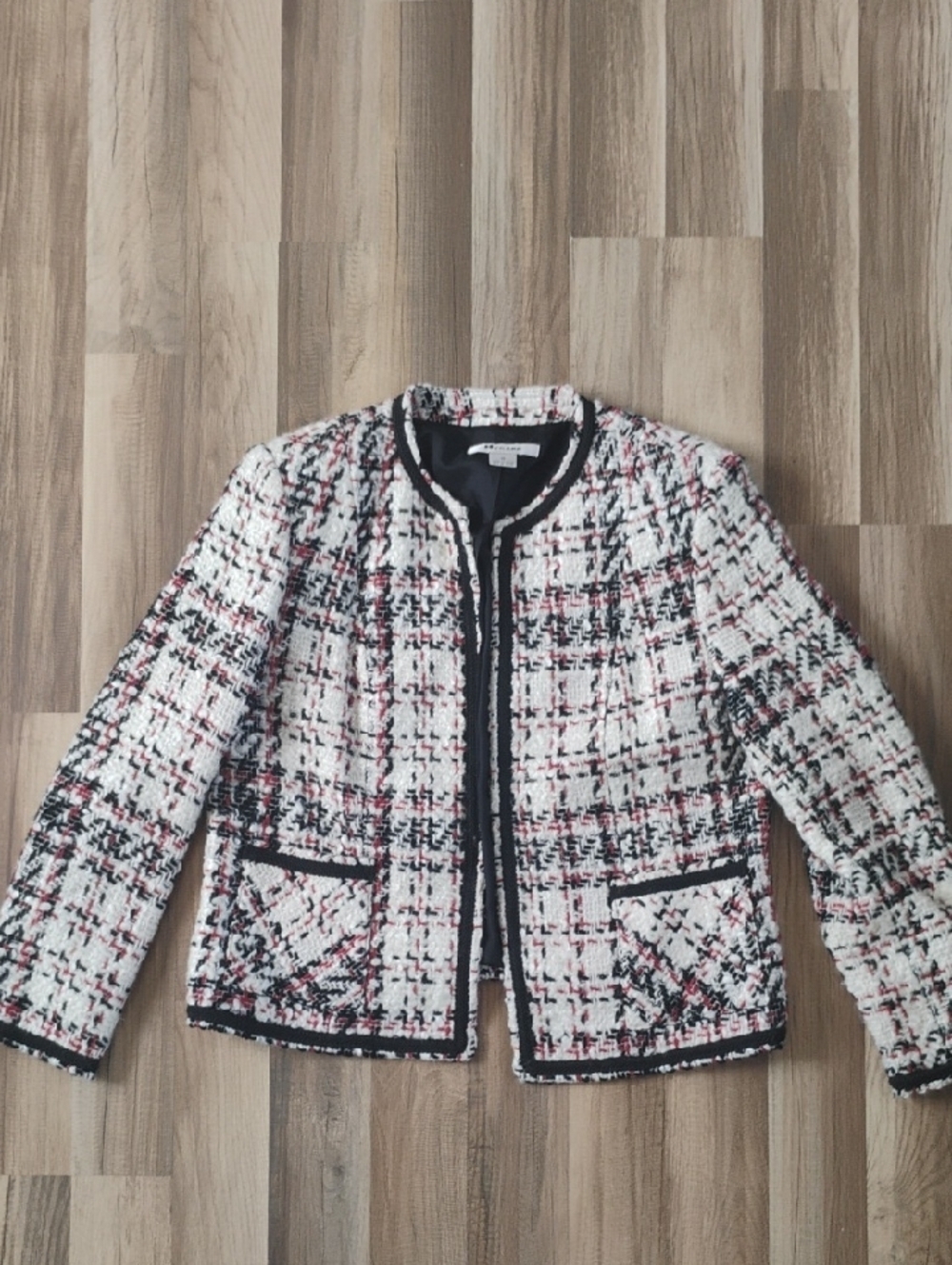 Classic Tweed Jacket - White Black Pink